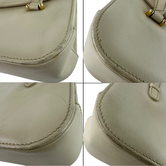 Authentic Gucci Ivory Hand Bag Gold Hardware Leather Vintage Double GG - Picture 6 of 12